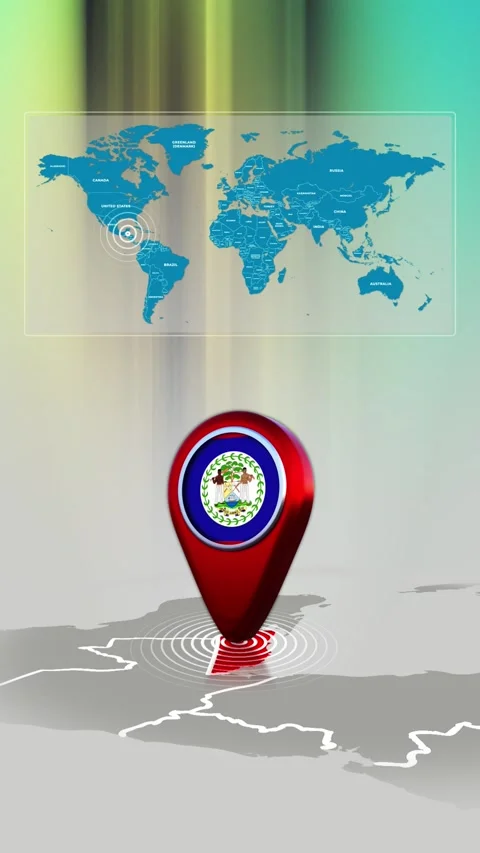 Belize World Map Pin Location Background Loop Vertical Stock Footage 341771471