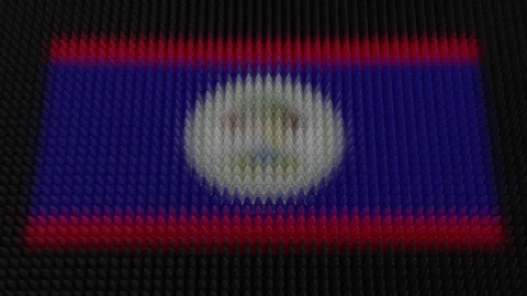 Belizean Flag Light Shining on Scrolling Bullets Stock Footage 284044849