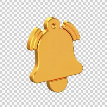 Bell 3D Icon Isolated on Transparent Background Stock Illustration