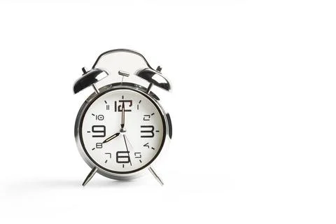 Bell alarm clock on a white background with copy space Stock Photos