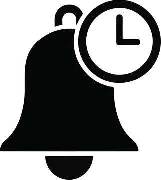 Bell And Clock Icon For Alerts time alarm Stock Illustration