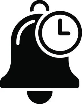 Bell and Clock Notification Icon time alert Stock Illustration