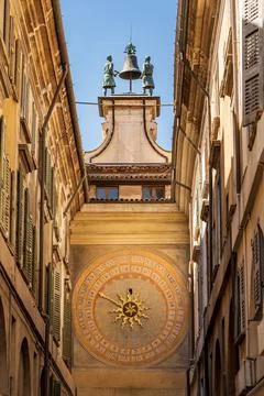 Bell and Clock Tower in Piazza della Loggia - Brescia Lombardy Italy Stock Photos