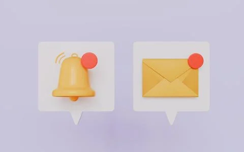Bell and Envelope on Speech bubble, Notification concept of new message Stock Illustration