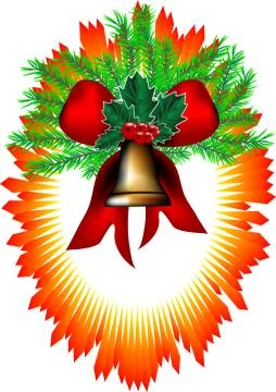 Bell and new year tree Stock Illustration
