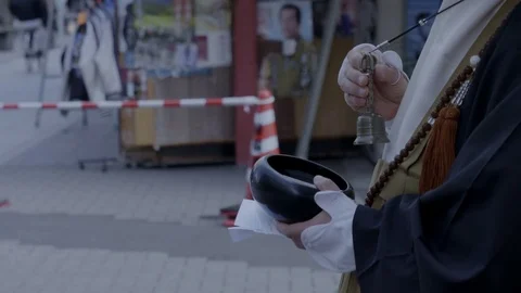 Bell of a begging monk Stock Footage 85089786