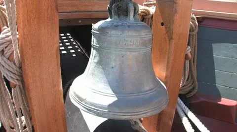 Bell on board a sailing ship Stock Footage 11803360