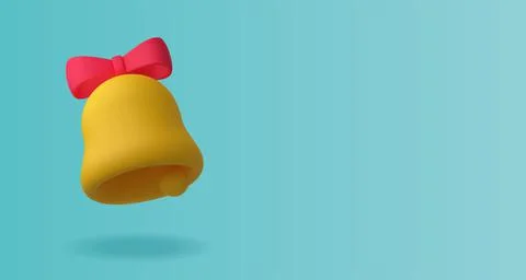 Bell with a bow on a blue background vector 3d Stock Illustration