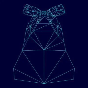 Bell with bow ribbon in low poly triangulation triangulated polygonal elect.. Stock Illustration