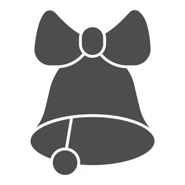 Bell with bow solid icon, school concept, school bell sign on white background イラスト素材