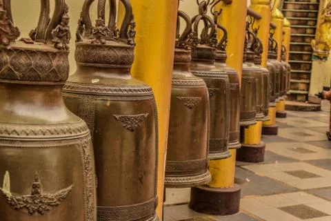 Bell in Buddhist temple Stock Photos
