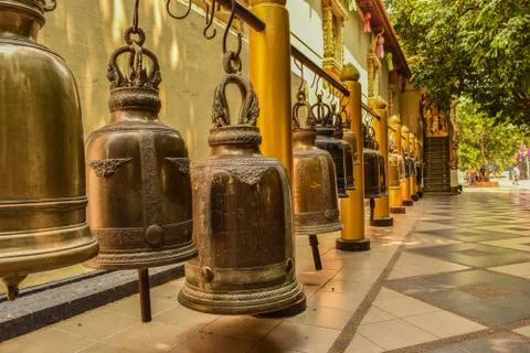 Bell in Buddhist temple Stock Photos