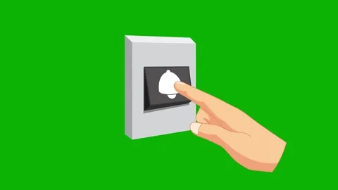 Bell Button Press Animation – Green Screen. Hand pressing bell button for alert  Video stock 325495462