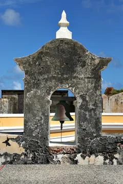 Bell at Castillo San Felipe del Morro or El Morro Stock Photos