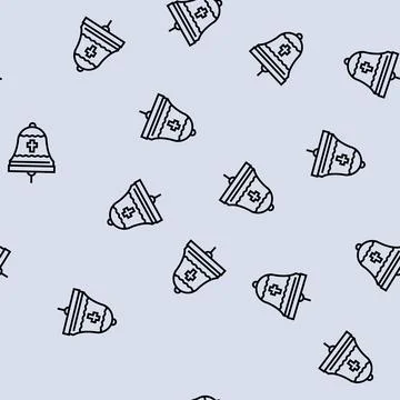 Bell christianity line seamless pattern Stock Illustration