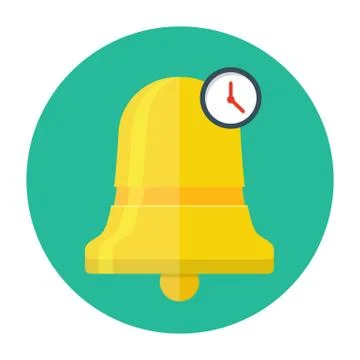Bell with clock icon. Alarm flat illustration. Stock-Illustration