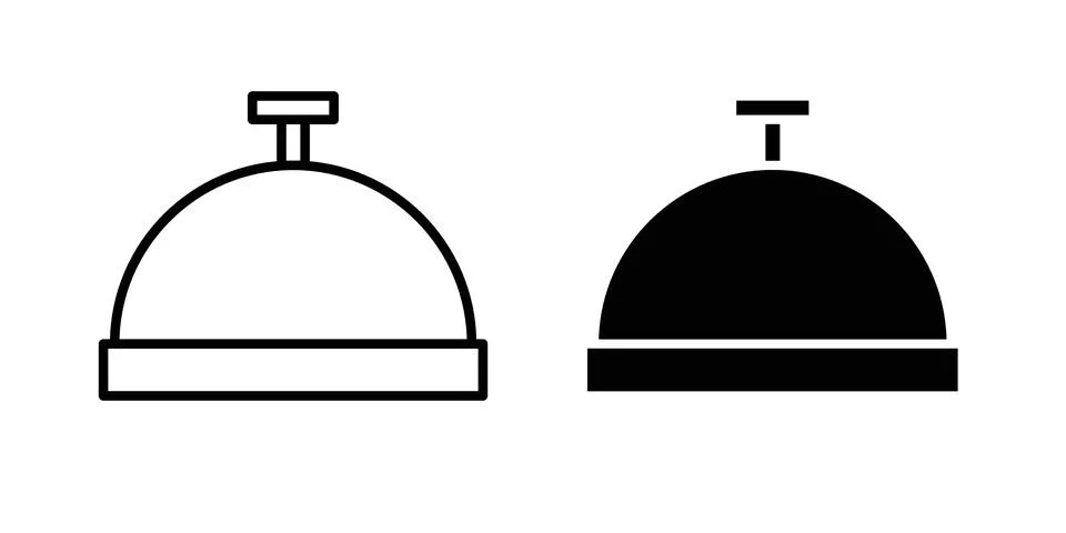Bell concierge icon drawing lines. Silhouette style vector bundle Stock Illustration