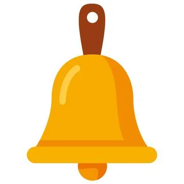 Bell Displayed in a Simple Design With a Brown Handle and Yellow Color Illustration