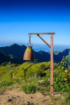 Bell on Doi Pha Tang viewpoint ,Chiang Rai province in Thailand.  beautiful.. Stock Photos