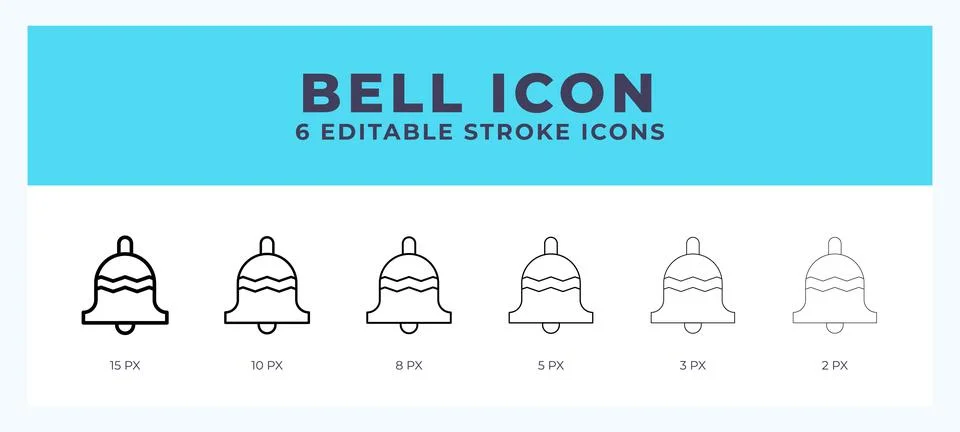 Bell editable line icon. Vector illustration with different stroke. Stock Illustration