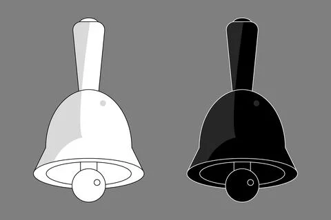Bell flat design black white outline icon Stock Illustration