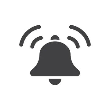 Bell Flat icon, notification icon symbols vector, with contact us set icon ve Stock Illustration