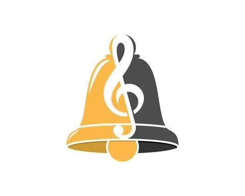 Bell with g clef music note inside 库存插图