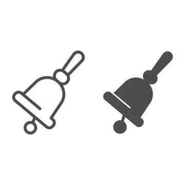 Bell with handle line and solid icon, school concept, school bell sign on white Illustration
