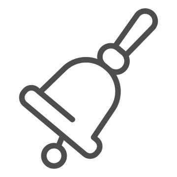 Bell with handle line icon, school concept, school bell sign on white background Illustration
