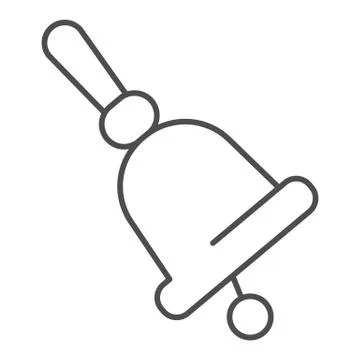 Bell with handle thin line icon, school concept, school bell sign on white Illustration