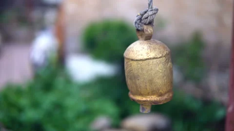 Bell hanging on a rope Stock Footage 107342778