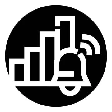 Bell icon with bar chart financial market alert Ilustración de archivo