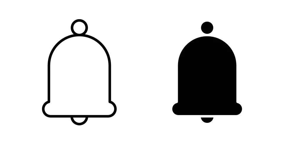 Bell icon black vector isolated on white Stock Illustration