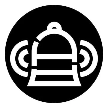 Bell icon emitting sound waves in a black circle Ilustración de archivo