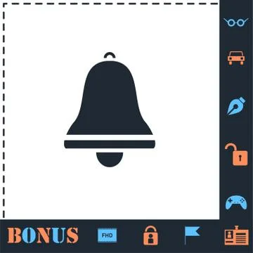 Bell icon flat Stock Illustration