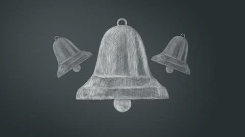 Bell icon on gray background, Computer digital drawing. Stock Illustration