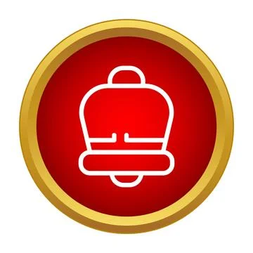Bell icon notification on red digital button Stock Illustration
