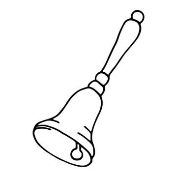 Bell icon. Outlined on white background Stock Illustration