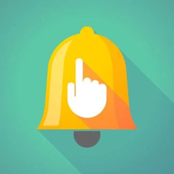 Bell icon with a pointing hand Stock Illustration