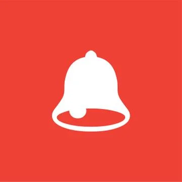Bell Icon On Red Background. Red Flat Style Vector Illustration. Stock Illustration