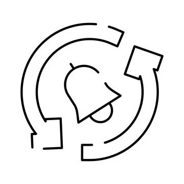 Bell icon representing recurring reminder notification cycle Stock Illustration
