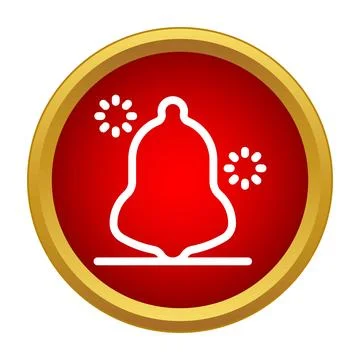 Bell icon ringing for notification and alert on red button Stock Illustration