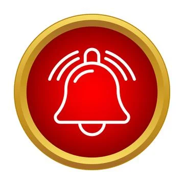 Bell icon ringing red button notification symbol Stock Illustration