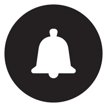 Bell icon round background vector graphics design. Stock Illustration