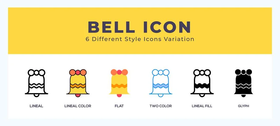 Bell icon set with different styles. Design elements for logo. Vector illus.. Stockillustratie