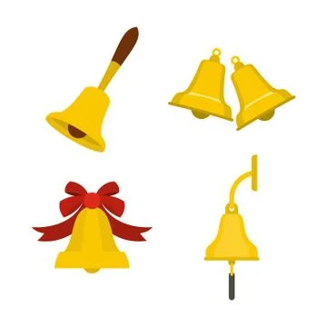 Bell icon set, flat style Stock Illustration