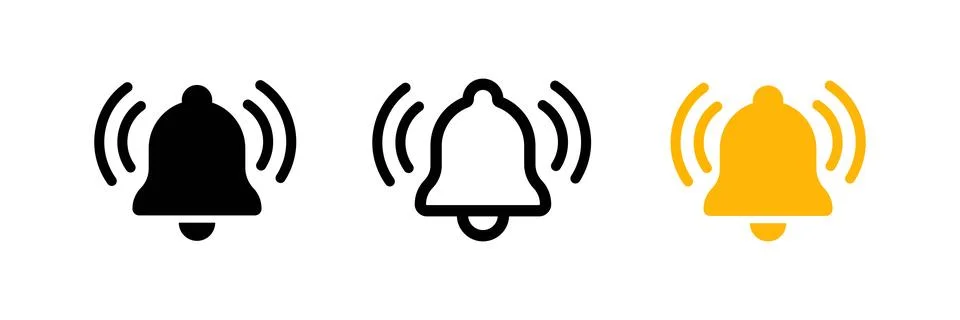 Bell icon set, ringing bell icon vector, silent bell icon vector collection, Stock Illustration
