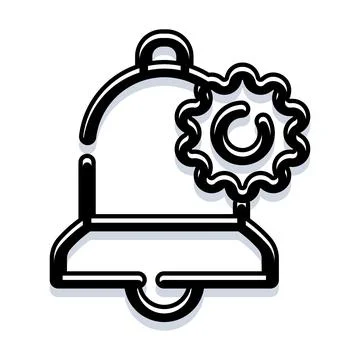 Bell icon with settings cog notification management Stock Illustration
