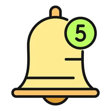 Bell icon showing five new notifications and digital alerts Stock Illustration