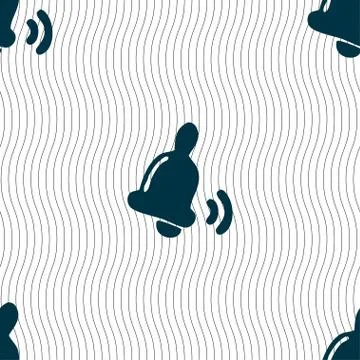 Bell  icon sign. Seamless pattern with geometric texture. Vector 스톡 일러스트